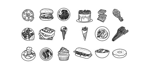 food icon set for illustrations