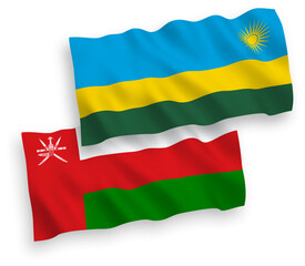 Flags of Sultanate of Oman and Republic of Rwanda on a white background