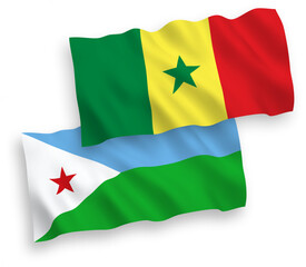 Flags of Republic of Senegal and Republic of Djibouti on a white background