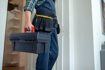 Repair technician arriving at a client house