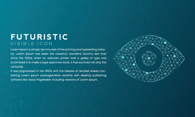 Blue futuristic visible icon concept with polygon node connected dots and neon effect