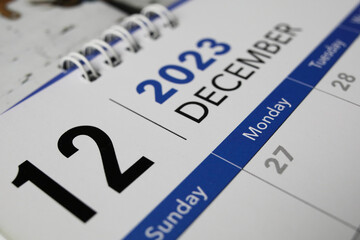 The 12 DECEMBER and days of the year 2023 on calendar