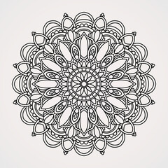 monochrome mandala decorative with flower ornament. suitable for henna, tattoos, coloring books. islam, hindu,Buddha, india, pakistan, chinese, arab
