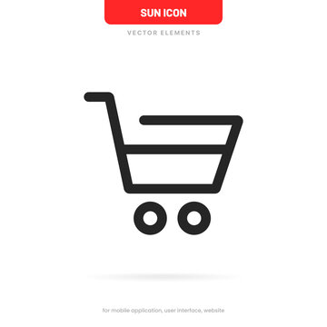 Shop, buy, cart, trolley, shopping, basket icon symbol sign on isolated white background with clipping path for UI UX website mobile app. Vector elements EPS10.