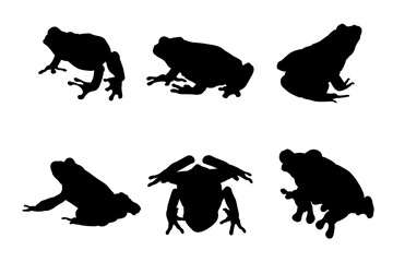 Set of silhouettes of frogs vector design