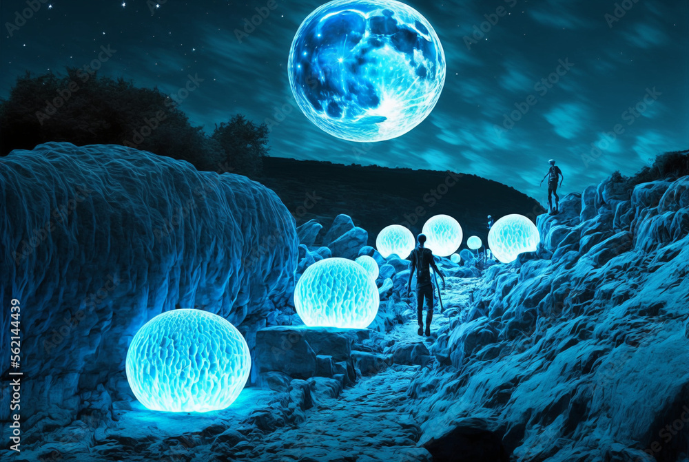 Wall mural generative ai extraterrestrial exploring planet.