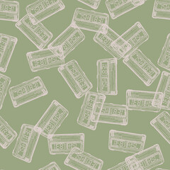 Chess clock electric engraved seamless pattern. Retro watch for chess game in hand drawn style. Sketch texture for fabric, wallpaper, textile, print, title, wrapping paper. Vector illustration.