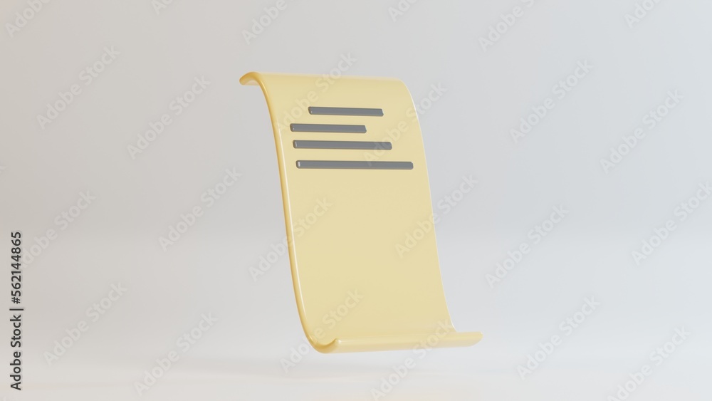 Poster 3d rendering paper note icon on white background. 3d render business concept