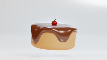 3d rendering illustration of cute cake on white background for website or printing icon