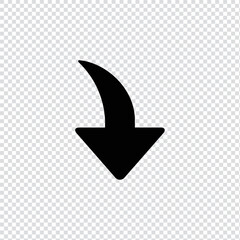 Down pointing arrow filled icon in transparent background, basic app and web UI bold line icon, EPS10