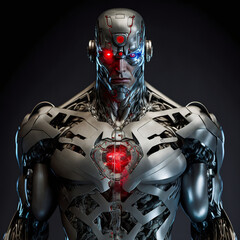 Fototapeta premium Generative ai futuristic cyberpunk cyborg warrior in the city.