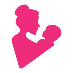 Mother and child pink illustration.