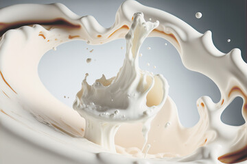 Fototapeta na wymiar 3d illustration of milk splashing and revolving in the air with waves 