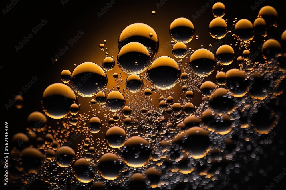 Aufkleber a bunch of bubbles that are on a black surface with a yellow background and a black background with 