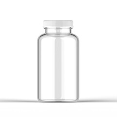 Glass Vitamin Bottle 3D Rendering