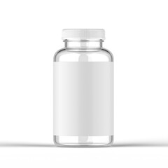 Glass Vitamin Bottle 3D Rendering