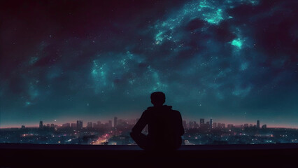 silhouette of a person in the city