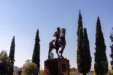 Equestrian Monument of King Nikola I Petrovic Njegos in Podgorica, the capital of Montenegro, Balkans, Europe. Tourist attraction in centre of city