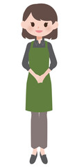 エプロン姿の女性・手を組む