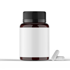 Amber Pills Bottle 3d Rendering 