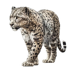 snow leopard in the wilderness illustration on isolated background