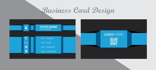 Realistic 3D modern business card design. black and blue professional print-ready business card template.