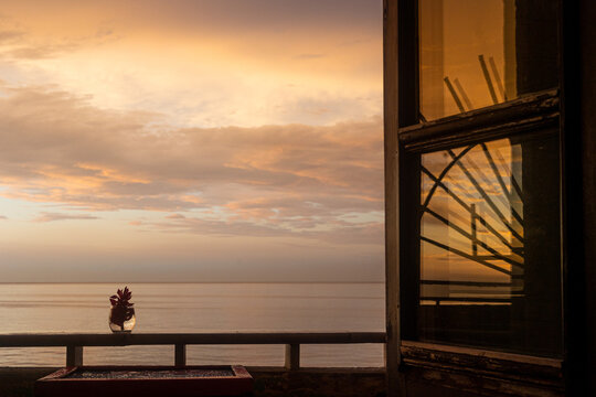 View of endless sea at sunset