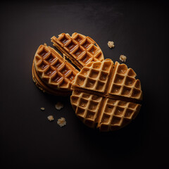 Waffles on black background