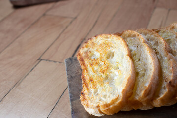 A view of a slices of rustic artisan toast bread.