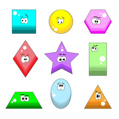 Set of basic geometric shapes in cartoon style.