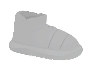 Grey chunky snow  boot. vector