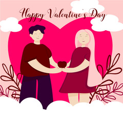 greeting cards  for Valentine's Day with girl and boy