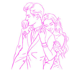 Fototapeta na wymiar wedding illustration vector for card illustration decoration