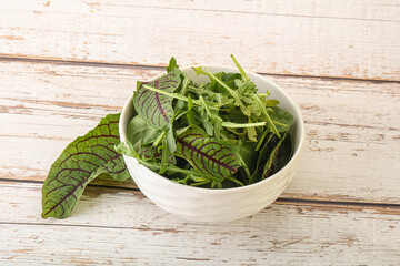 Green mix salad in the bowl