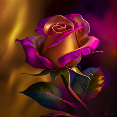 Fototapeta na wymiar Beautiful dreamy fuchsia pink and gold rose