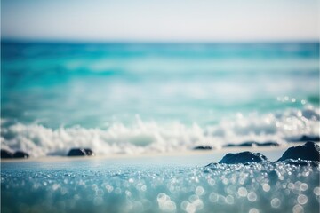 Hintergrundbild, Verschwommenes Meer mit Strand, Generative AI