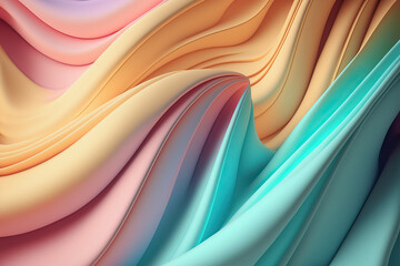 Abstract liquid wave background, pastel spectrum, Digital artwork