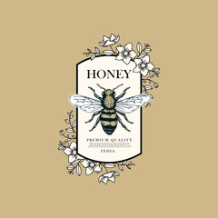 hand drawn honey logo design