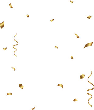 Shiny golden confetti isolated on transparent background. Bright festive tinsel of gold color.luxury background.