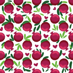 Seamless pattern with pomegranates. Decorative patterns of the pomegranate fruit