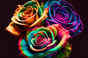 Fototapeta na wymiar surprising multicolored roses
