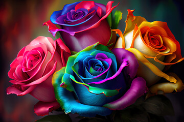 Fototapeta na wymiar excellent multicolored roses