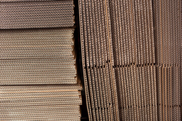 A view of stacked cardboard side texture.