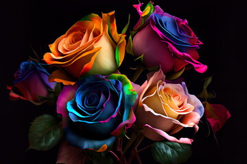 Fototapeta na wymiar excellent multicolored roses