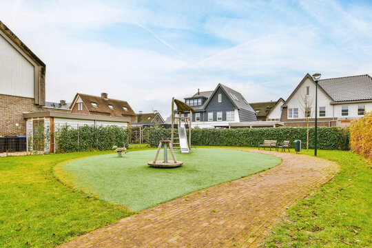 Grassy Backyard Of Suburban House