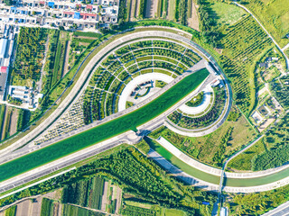 Aerial photography of the Main Canal of the Central Route of the South-to-North Water Diversion Project in Shijiazhuang City, Hebei Province, China