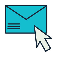 Cursor and envelope mail vector icon. Filled flat sign for mobile concept and web design.Click on email solid icon.Mouse pointer click symbol