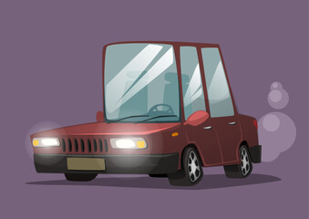 Red cartoon car, vector illustration