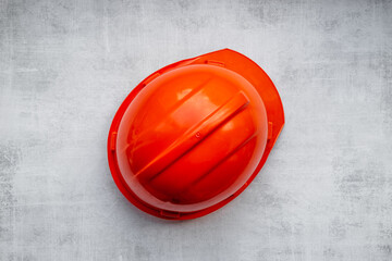 Engineer safety construction helmet top view. Construction concept
