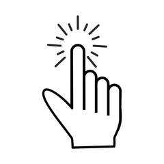 Hand click icon on transparent background.